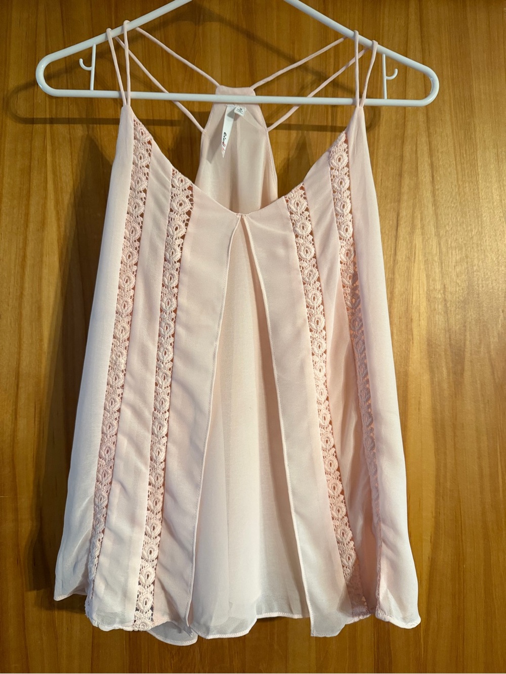 Light Pink Lace-Panel Spaghetti-Strap Camisole